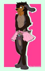 anthro balls banding bdsm blush bottomwear castration chastity_cage chastity_device clothed clothing clothing_lift cock_and_ball_torture cyanosis digital_media_(artwork) ear_piercing elastrator_band embarrassed facial_piercing femboy fur genital_cyanosis genital_mutilation genital_torture genitals goldnamaterasu hair hi_res lagomorph latex latex_bottomwear latex_clothing latex_skirt leporid lip_piercing male mammal mutilation nonbinary_(lore) piercing pink_bottomwear pink_clothing pink_skirt pinup pose presenting presenting_balls presenting_chastity_cage rabbit rabbit_ears raised_bottomwear raised_clothing raised_skirt ring_piercing scut_tail short_tail shy simple_background skirt skirt_lift smile solo spots submissive tail testicular_cyanosis