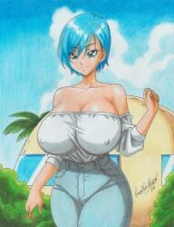 big_breasts bulma_briefs dragon_ball dragon_ball_z female huge_breasts ravern_clouk
