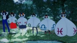 3d_(artwork) aradia_megido big_boobs big_breasts breast_envy feferi_peixes female female_only grey_body homestuck homestuck_troll hyper_breasts kanaya_maryam koikatsu lineup nepeta_leijon no_nipples terezi_pyrope ultimate_collector vriska_serket