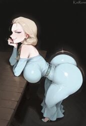 big_ass blue_dress elsa_(frozen) frozen_(film) sideboob voluptuous_female