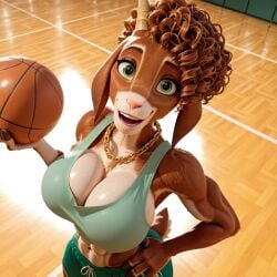 1:1 1girls 2026 4_fingers abs afro ai_generated anthro basketball_(ball) basketball_court biceps big_breasts bovid breasts brown_body brown_fur brown_hair busty caprine chain_necklace civitai comfyui crop_top curvaceous curvy curvy_body curvy_female curvy_figure eyelashes female female_focus female_only floppy_ears fluffy_tail front_view furkamidood furry glistening glistening_body glistening_breasts glistening_fur goat goat_(movie) gold_chain gold_necklace green_crop_top green_eyes green_shorts gym_shorts hi_res horn huge_breasts illustrious_(stable_diffusion) inside large_breasts long_ears looking_at_viewer mammal mature_anthro mature_female midriff milf muscular muscular_anthro muscular_arms muscular_female open_smile scut_tail short_tail shorts solo solo_focus sony_corporation sony_pictures sony_pictures_animation stable_diffusion sweat sweatdrop sweating sweaty sweaty_breasts two_tone_body two_tone_fur voluptuous voluptuous_anthro voluptuous_female white_body white_fur