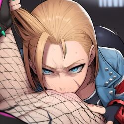 2girls abs ai_generated ass athletic athletic_female blonde_female blonde_hair blue_eyes blue_jacket cammy_white cammy_white_(street_fighter_6) cunnilingus female female/female female_only fishnet_pantyhose fishnets frown green_nails hand_on_thigh juri_han licking_pussy oral oral_sex pantyhose pink_nails point_of_view pov pov_eye_contact pulling_hair pussy pussy_juice pussy_juice_drip pussy_juice_in_mouth sex street_fighter street_fighter_6 sucking_pussy sweatdrop tattoo uncensored yuri