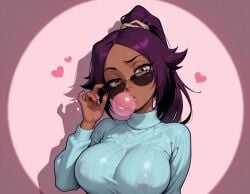 ai_generated breasts glasses large_breasts yoruichi_shihouin