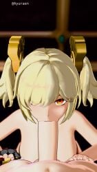 1futa 1girls 3d 9:16 :>= animated ayuraen bare_shoulders big_penis blender blonde_hair blowjob blowjob_face burnice_white caesar_king crop_top futa_pov futanari hair_over_one_eye holding_hands large_penis light-skinned_female light-skinned_futa light_skin looking_at_viewer loop nude nude_futa pov red_eyes shorter_than_30_seconds sound strapless twintails vertical_video video zenless_zone_zero