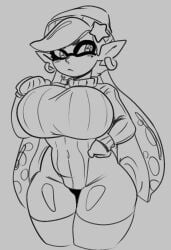 callie_(splatoon) dumbwitchyy female greyscale solo splatoon
