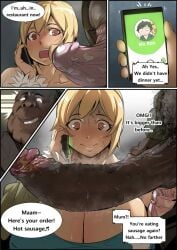 ass_grab big_breasts blonde_female dark-skinned_male dialogue duplicate half-dressed huge_cock interracial kunaboto mother motherly_cuckold natsumi_(natedecock) secret_comics squeezing_ass tagme talking_on_phone ugly_bastard video