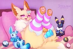 absurd_res accessory anus bed bedroom blush bodily_fluids canid canine clitoral_hood clitoris clothing detailed_background dildo dildo_in_vagina dildo_insertion dipstick_ears dipstick_tail dive_ball dreamiepaws ear_markings eevee eeveelution fan_character female feral flower_hair_accessory fluffy fluffy_tail footwear furniture generation_1_pokemon generation_2_pokemon generation_4_pokemon genital_fluids genitals glaceon hair_accessory hairclip hi_res leg_markings legs_up looking_pleasured love_ball lying mammal markings masturbation moon_ball multicolored_ears neck_tuft nintendo on_back on_bed open_mouth pawpads paws penetration pillow pink_eyes plushie pokeball pokemon pokemon_(species) sex_toy sex_toy_in_vagina sex_toy_insertion shaking shaking_legs shiver_(shivereevee) signature socks socks_(marking) solo stacy_(vivee) tail tail_markings tongue tuft umbreon vaginal vaginal_fluids vaginal_penetration vivi_(vivee) vulva
