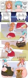 2girls angry angry_expression ass ass_focus asuna_(sao) big_ass big_butt blonde_female blonde_hair blue_hair brown_eyes debuff embarrassed embarrassed_expression embarrassed_female fart fart_cloud fart_fetish farting female female_only huge_ass nasponarpi panties scat shitting sinon soil soiling soiling_underwear surprised sword_art_online thick_thighs thighs underwear yuuki_asuna