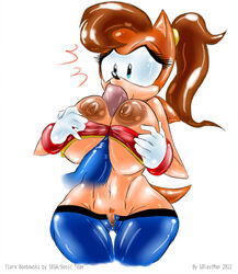 2012 big_breasts breasts clothing fellatio gblastman gloves hair nipples oral oral_sex paizuri pants penis pussy sega sex sonic_(series) tiara_boobowski unseen_male_face wide_hips