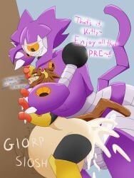 1_eye abdominal_bulge absurd_res ahegao anthro balls big_balls big_penis bodily_fluids claws cum cum_inflation cum_inside dialogue domestic_cat dominant dominant_gynomorph dominant_intersex felid feline felis female gameoverse geekovivo genital_fluids genitals glitch_productions gynomorph hi_res huge_balls huge_penis inflation intersex intersex/female kit_bodega larger_gynomorph larger_intersex looking_pleasured machine malice_(gameoverse) mammal penis precum robot size_difference smile smug