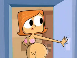 1girl ass big_ass big_breasts black_eyes breasts cartoon_network completely_nude debbie_turnbull door edit edited_screencap female hand_on_own_hip human indoors leaning_forward looking_to_the_side medium_breasts milf mommy mother naked naked_female nipples nude nude_female open_mouth orange_hair outstretched_arm pink_nipples pussy reaching robotboy screencap screenshot screenshot_edit short_hair solo solo_female thick_thighs thighs wide_hips