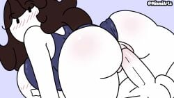 animated ass ass_focus big_ass blush brown_hair bubble_butt cowgirl_position exposed_pussy jaiden jaiden_animations jaidenanimations jiggling_ass lifeguard loop looping_animation minmiarts riding riding_penis simple_background simple_shading tagme testicles video youtube youtuber