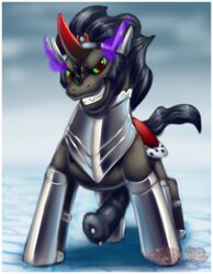 black_penis equine eye_mist farorenightclaw friendship_is_magic hooves horn horse horsecock king_sombra_(mlp) male male_only my_little_pony penis pony red_eyes royalty smirk solo unicorn