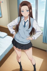 1boy absurdres adult ai_assisted ai_generated amane_kei big_breasts breasts female hand_on_hip heeven highres male mature otaku_ni_yasashii_gal_wa_inai!? patreon patreon_username perfect_body standing uncensored