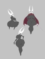 1girls ass barefoot big_ass black_body breasts completely_nude completely_nude_female deveneleven female female_only full_body hollow_knight hornet_(hollow_knight) naked naked_female nude nude_female red_cloak solo solo_female