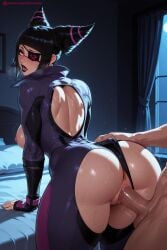 1boy 1girl ai_generated anus ass ass_grab bent_over black_hair blush breasts breasts_outside clothed_sex doggystyle eyepatch fingerless_gloves gloves han_juri hetero hi_res high_quality high_resolution juri_han kiraamane large_breasts lips looking_at_viewer looking_back male male/female nipples open_mouth patreon penis pussy pussy_juice seductive sex sex_from_behind sexy solo_focus street_fighter sweat tongue tongue_out twin_drills uncensored vaginal watermark