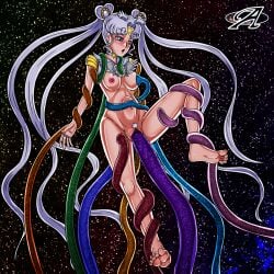 1girls artemis-polara artemispolara barefoot bishoujo_senshi_sailor_moon feet nipple_play nipples penetration pubic_hair restrained sailor_cosmos soles solo stomach_bulge tentacle tentacle_rape tentacle_sex tentacles vaginal_penetration white_hair