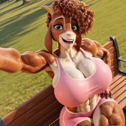 1:1 1girls 2026 abs afro ai_generated anthro bench biceps big_breasts bovid breasts brown_body brown_fur brown_hair caprine child_bearing_hips civitai cleavage comfyui curvaceous curvy curvy_body curvy_female curvy_figure exercise_clothing eyelashes female female_focus female_only floppy_ears furkamidood furry glistening glistening_body glistening_breasts glistening_fur goat goat_(movie) green_eyes gym_shorts hand_on_hip hand_on_own_hip hi_res huge_breasts huge_thighs illustrious_(stable_diffusion) long_ears looking_at_viewer mammal mature_anthro mature_female midriff milf muscular muscular_anthro muscular_arms muscular_female muscular_legs muscular_thighs navel open_smile outside park pink_shorts pink_sports_bra selfie shorts sitting snout solo solo_focus sony_corporation sony_pictures sony_pictures_animation sports_bra stable_diffusion thick_thighs thunder_thighs two_tone_body two_tone_fur voluptuous voluptuous_anthro voluptuous_female white_body white_fur wide_hipped_anthro wide_hipped_female wide_hips