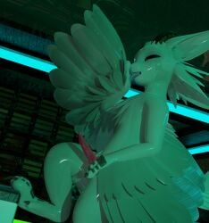 3_fingers 3d_(artwork) 4_toes anthro avali avian blender_(artwork) blender_cycles_(artwork) calmbrick calmbrick_(calmbrick) chest_tuft claws digital_media_(artwork) digitigrade erection eyes_closed feathered_wings feathers feet fingers genitals glistening glistening_body green_horn hand_lick hi_res horn knot knotted_penis knotted_tapering_penis latex_body licking male multi_ear pawpads paws penis pink_pawpads red_penis slit_penis solo solo_focus spiri'vali standing tapering_penis toes tongue tongue_out tuft white_body wings
