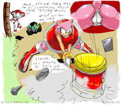 2012 amy_rose angry ass attack boots breasts cameltoe clothing english_text female gblastman green_eyes hair hammer holding_weapon open_mouth pantyshot piko-piko_hammer piko_piko_hammer pussy sega solo sonic_(series) text underwear upskirt