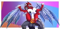 absurd_res animal_genitalia anthro balls big_breasts bodily_fluids breasts chimera claws cybernetic_arm cybernetic_implant cybernetic_limb cybernetic_penis cybernetics cyborg digital_media_(artwork) duo erection female female_penetrated fur genital_fluids genitals glowing glowing_genitalia glowing_penis gold_(metal) gold_penis grey_body hair hexareal_sinstolus(hex_sinstolus) hi_res jewelry machine male male/female male_penetrating mrhexsins multi_genitalia multi_penis nipples nude open_mouth penetration penile penis piercing red_body sergal sex simple_background smile tail teeth tongue vaginal valstrax vulva white_body white_fur