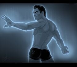 1boy ass ass_crack ass_focus ass_through_clothes booty booty_cheeks bootycheeks kaidan_alenko male male_only mass_effect solo solo_focus solo_male tagme tagme_(artist) underwear underwear_only