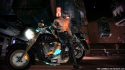 1boy artist_signature jeff_moreau male male_only mass_effect motorcycle shirtless shirtless_male solo solo_focus solo_male tagme tagme_(artist)