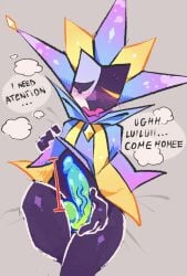 big_dildo desperate_for_sex dildo dimentio dimentiofucker69 mario_(series) nintendo paper_mario self_upload solo super_paper_mario tagme text_bubble toony