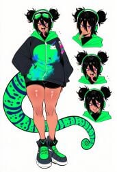 1girls ai_generated chameleon graffiti kortai novelai original_character reference_sheet tagme