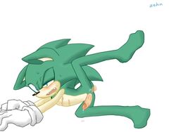 anal anal_sex anthro ass blue_eyes cum fur green_body male male_only multiple_males nude penetration penis scar scourge_the_hedgehog sega sonic_(series) teeth yaoi zehn