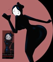 1girl 1girls ass ass_focus big_ass black_body boy_saltiest disillusion_st esme_(disillusion_st) female female_only hat mime mime_girl mysaltisexposed nervous nervous_smile nervous_sweat white_face