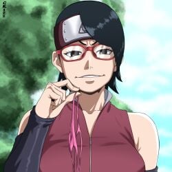 1girls absurd_res absurd_resolution absurdres aged_up aged_up_character aged_up_female arm_warmers armwear bare_shoulders bbw big_breasts bimbo bimbofication black_eyes black_hair boruto boruto:_naruto_next_generations boruto:naruto_next_generations busty canon_costume canonical_outfit eye_contact eyelashes forehead_protector g-string glasses grin grinning grinning_at_viewer grizzlyart headband hi_res high_resolution highres jacket kunoichi large_breasts light-skinned_female light_skin looking_at_viewer narrowed_eyes naruto naruto_(series) nature nature_background pale-skinned_female pale_skin panties panties_removed parted_lips pink_panties pink_thong pov pov_eye_contact sarada_uchiha shonen_jump short_hair shounen_jump shueisha sleeveless_shirt smug smug_face smug_grin teen teen_girl teenage teenage_female teenage_girl teenager thong tomboy tree uchiha_sarada undressing very_high_resolution voluptuous voluptuous_female weekly_shonen_jump weekly_shounen_jump