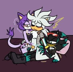 anal anal_penetration anthro blaze_the_cat bodily_fluids clothed clothing domestic_cat embarrassed eulipotyphlan eyes_closed felid feline felis female fingering genital_fluids group group_sex handjob handjob_while_penetrated hedgehog holding_hips male male/female male/male mammal mephiles_the_dark moan partially_clothed penetration penile precum sega sex silver_the_hedgehog sonic_the_hedgehog_(series) the_night_club_au threesome trio vaginal vaginal_fingering zurzure