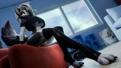 16:9 2026 3d_(artwork) 4k absurd_res anthro big_breasts big_tail black_clothing black_gloves black_handwear black_legwear black_shirt black_thigh_highs black_topwear bottomless bottomless_anthro bottomless_female breasts canid canid_demon canine claws clothed clothing collar demon digital_media_(artwork) digitigrade dutch_angle fangs feet female furniture genitals glistening glistening_clothing glistening_legwear glistening_thigh_highs gloves glowing glowing_eyes hair handwear hellaverse hellhound helluva_boss hi_res inner_ear_fluff inside legwear long_hair looking_at_viewer loona_(helluva_boss) mammal mrs_dexie mythological_canine mythological_creature mythology notched_ear on_sofa open_mouth open_smile pawpads paws red_sclera shirt sitting sitting_on_sofa smile smiling_at_viewer sofa solo spiked_collar spikes tail teeth thigh_highs toeless_thigh_highs toes topwear tuft under_boob ventral_groove vulva white_eyes white_hair wide_hips widescreen window