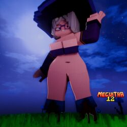 1female 1girl 3d 3d_(artwork) belly belly_button blush breasts crop_top female female_focus female_only light_skin looking_at_viewer meguitaa12 melinajbt minecraft mojang presenting wizard