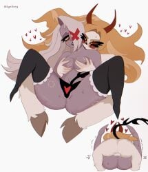 chaggie charlie_morningstar_(hazbin_hotel) hazbin_hotel vaggie_(hazbin_hotel) yuri
