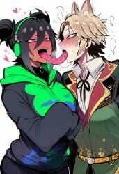 1boy 1girls ai_generated chameleon dog graffiti kortai novelai original_character tagme