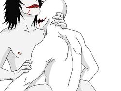 back black_hair blood creepypasta jeff_the_killer long_hair sex smile tagme the_slender_man yaoi