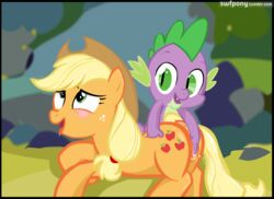 animated applejack_(mlp) dragon earth_pony equine female friendship_is_magic fur horse male my_little_pony pony smooth_skin spike spike_(mlp) straight swfpony