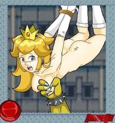 ass bondage bound bowser color crown elbow_gloves female gloves human interspecies koopa male mario_(series) nintendo nipples nude princess_peach randomsin rape super_mario_bros. suspension tagme tattoo