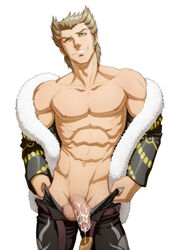 1boy censored colored cum flaccid foreskin gyakuten_kenji gyakuten_saiban male male_only muscular muscular_male penis schizoid shi-long_lang solo tagme uncircumcised