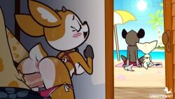 2d 2d_animation accurate_art_style against_wall aggressive_retsuko aggretsuko animated anthro anthro_on_anthro anus ass beach bikini bikini_bottom bikini_bottom_down bikini_top_aside blush_lines blushing breast breasts canaryprimary continue_after_cum cum cum_in_pussy cum_inside deer_girl doggy_style female fenneko furry haida_(aggretsuko) heart-shaped_pupils horny_female implied_cum_inside moaning moaning_in_pleasure music nipple penis penis_in_pussy phone post_orgasm post_orgasm_sex post_orgasm_torture public_sex pussy rinta sound sound_effects standing standing_doggy_style standing_sex stealth_sex sweat tagme tail thrusting_into_pussy tsunoda_(aggretsuko) vagina vaginal vaginal_penetration vaginal_sex video voice_acted