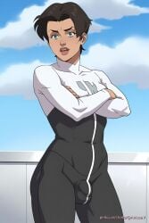 ai_generated anissa balls balls_bulge bulge_through_clothing clothed futanari intersex invincible_(tv_series) penis pinku.ai small_cock soft_cock