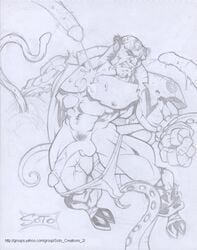 1boy boner erection hellboy hellboy_(series) male male_only monochrome solo solo_male soto tagme tentacle