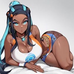 ai_generated ass curvy female laying_down nessa_(pokemon) on_bed pokemon seductive seductive_eyes seductive_look seductive_pose seductive_smile sexy thick_ass thick_thighs thighs wide_hips