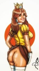 2d bronxboy79 busty exhibitionism exposed female female_focus female_only hourglass_figure mario_(series) mario_bros nintendo nude nude_female nudity pinup pinup_pose princess princess_daisy signature super_mario_bros. tagme wide_hips