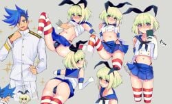 ass blush bulge cosplay crossdressing embarrassed femboy galo_thymos lio_fotia promare skirt stockings thick_thighs twink