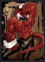 bulge detached_cuffs flaccid hellboy hellboy_(series) male_only muscular red_skin solo solo_male soto topless