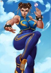 alternate_version_at_source alternate_version_available arimatang biceps chun-li clothed female female_focus female_only fighting_pose fighting_stance fit fit_female fully_clothed fully_clothed_female hourglass_figure large_breasts muscles muscular muscular_arms muscular_female nipple_bulge nipple_outline nipples nipples_visible_through_clothing pinup pinup_pose posing posing_for_the_viewer skin_tight solo_female solo_focus street_fighter suggestive suggestive_look toned toned_female toned_stomach