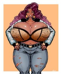 1girls alternate_version_available big_breasts big_breasts breasts breasts dark-skinned_female dark_skin female female female_focus female_only gausscannon huge_breasts huge_breasts jeans large_breasts large_tits massive_breasts massive_tits tagme thick_thighs thighs